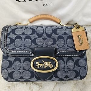 Coach 1941 Riley 22 Signature Chambray Navy RARE